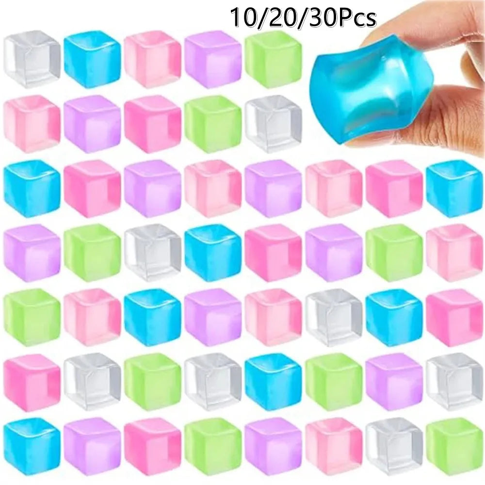 1/3/5/10 PCS Fidget Toy Mini Squishy Toys Ice Block Stress Ball Toy Kawaii Transparent Cube Square Stress Relief Squeeze Toy - Qoraheyhub