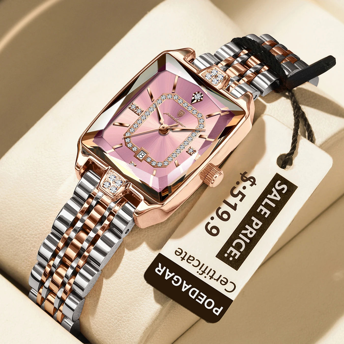 POEDAGAR Luxury Watch For Woman Elegant Waterproof Calendar Ladies Watch Rectangle Stainless Steel Quartz Women's Watches Female - Qoraheyhub