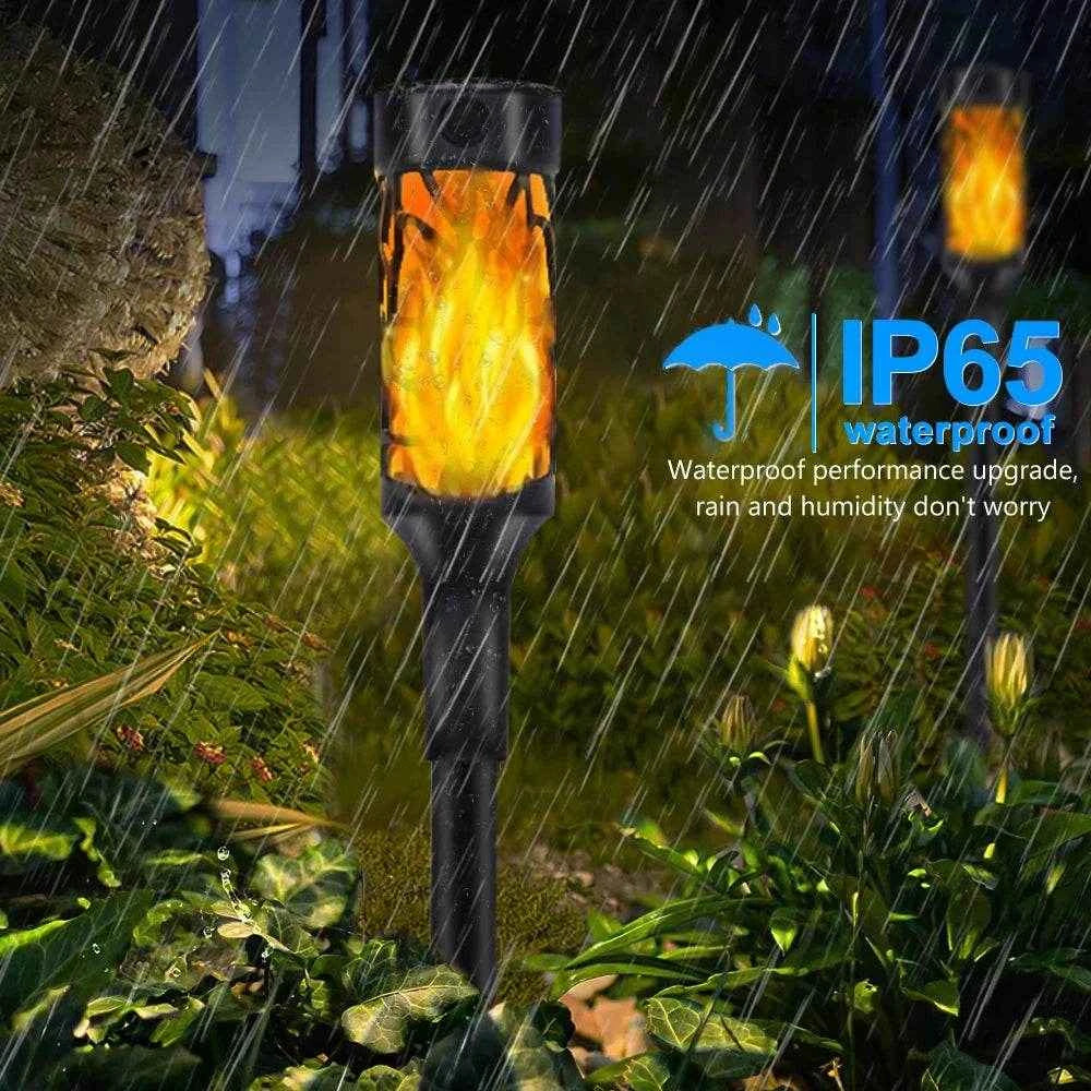 Solar Flame Torch Lights Outdoor Waterproof LED Solar Flickering Dancing Lights Garden Landscape Lighting Decor Halloween Patio