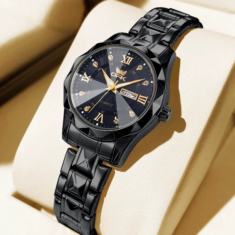 OPK Women Watches 6023L Elegant Fashion Original Quartz Watch for Lady Waterproof Stainless Steel Strap Small Dial Luminous Date - Qoraheyhub