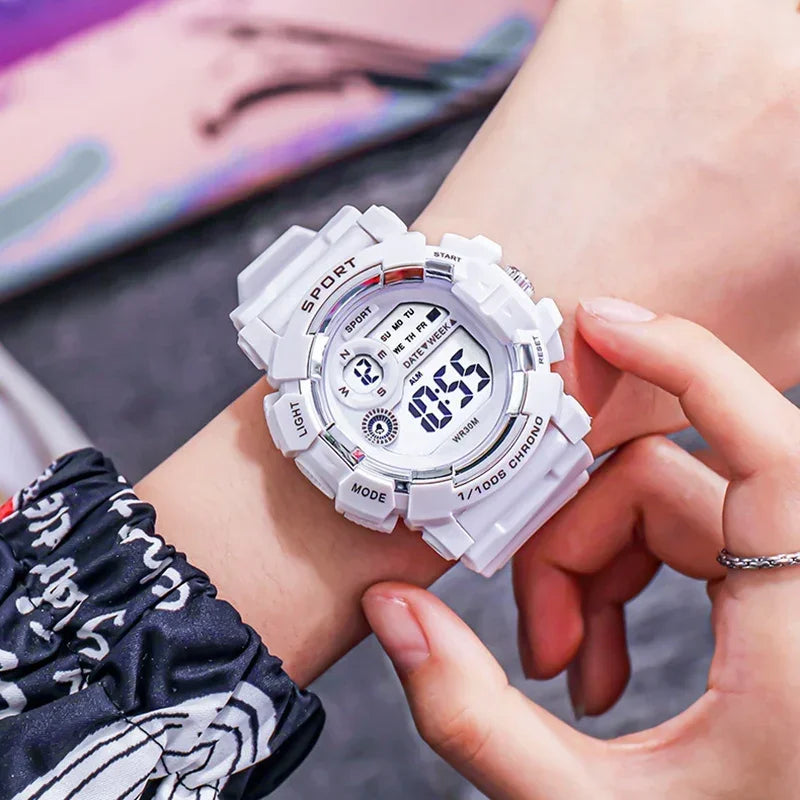 YIKAZE Fashion Sports Watches Men Women Digital Watch Waterproof Luminous Alarm Clock Electronic Wristwatch for Kids Children - Qoraheyhub