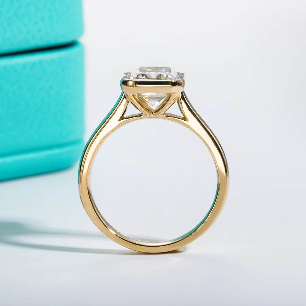 3ct Emerald Cut Moissanite Engagement Ring Yellow Color 925 Sterling Silver Rings For Women Jewelrieshub 9 8.5 10 9-8.5-10-9.5-5-6-5.5-7-6.5-8-7.5-