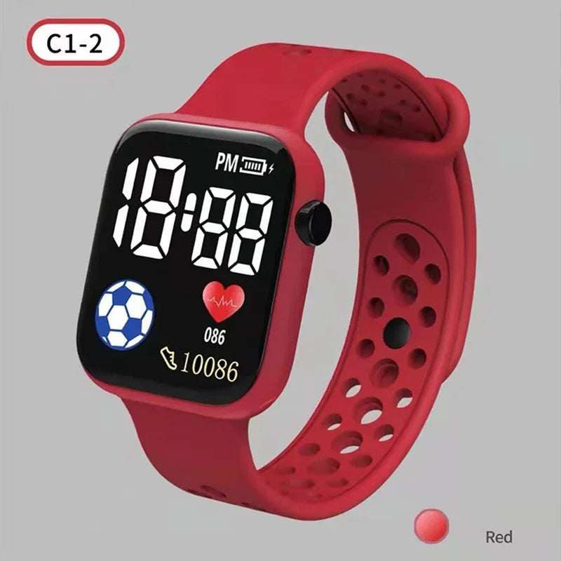 2024 LED Digital Watch For Kids Boys Girls Football Sports Watches Silicone Digital Watch Casual Childrens Electronic Wristwatch - Qoraheyhub