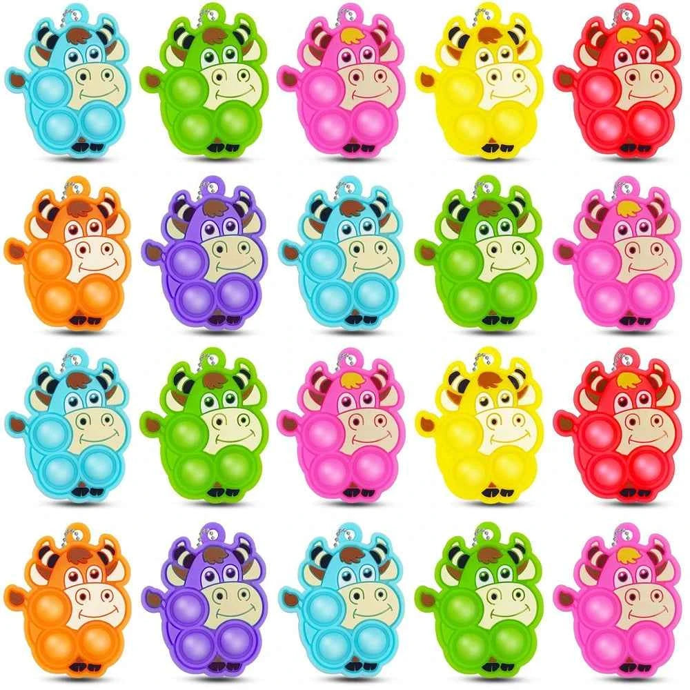 20Pcs Mini Colorful Animal Camel Frog Sheep Pop Fidget Toys Push Bubble Sensory Stress Relief Toy Party Favors