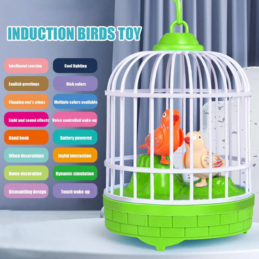 Talking Electric Bird Inductive Sound Control Birdcage Simulation Funny Toy Novelty Gift Birdcage Voice Educational Toy Kid Gift - Qoraheyhub