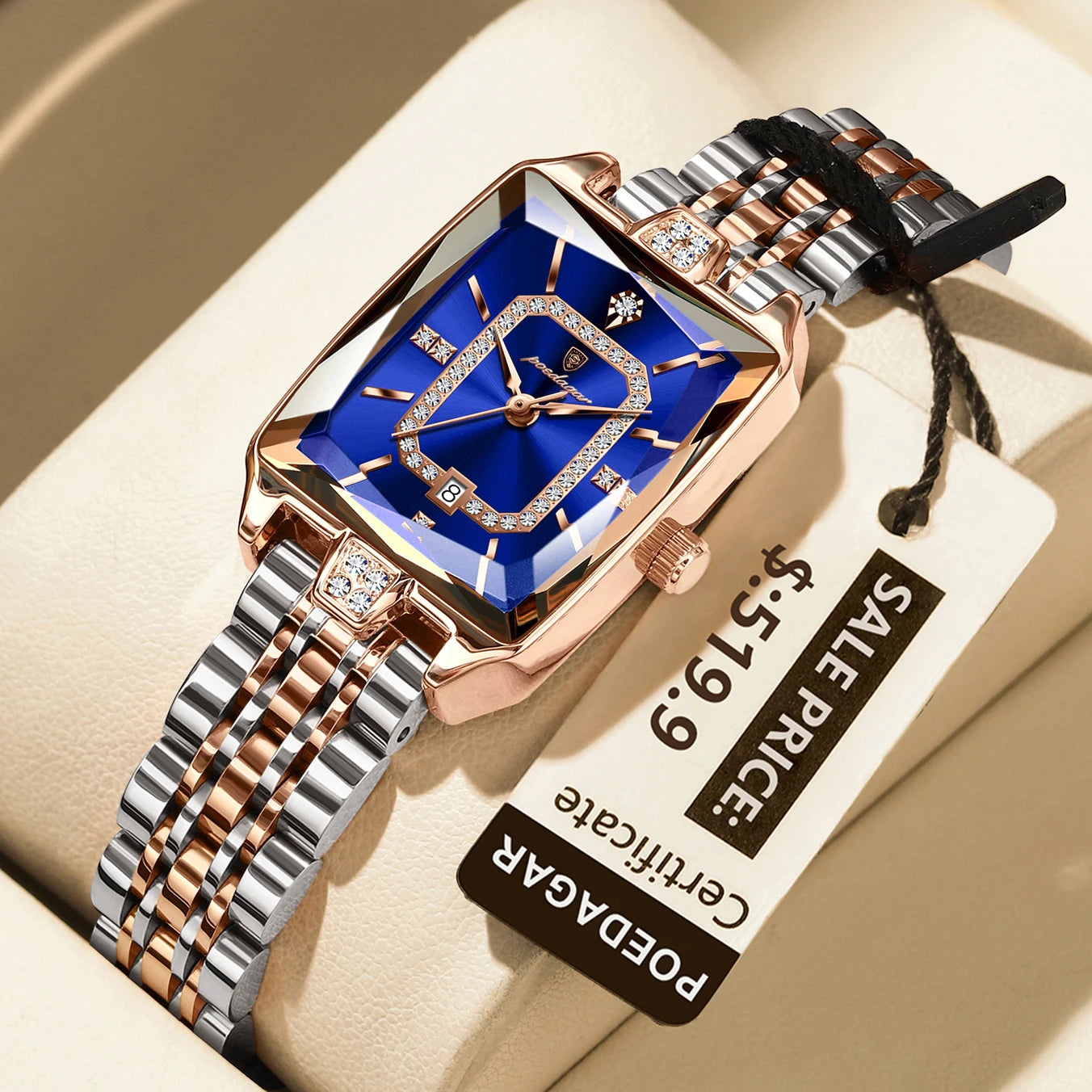 POEDAGAR Luxury Watch For Woman Elegant Waterproof Calendar Ladies Watch Rectangle Stainless Steel Quartz Women's Watches Female - Qoraheyhub