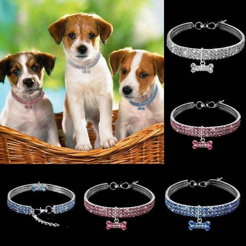 New Dogs Collar Puppy Neck Collar for Dog Rhinestone Jewelry Chihuahua Crystal Jewelry Adjustable Engraved Text Dog Collar GXQ08