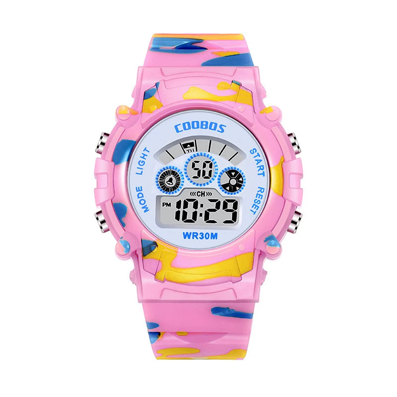 Military Sports Children Watch Colorful Back-light LED Digital Watch Luminous Waterproof Electronic Watch for kids Boys girls - Qoraheyhub