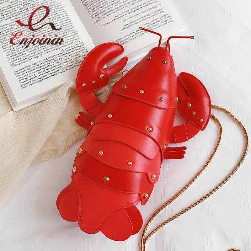 Cute Fashion Lobster Style Crossbody Mini Bag Pu Leather Girl's Chain Purses and Handbags Women Shoulder Bag Clutch Bag 2021