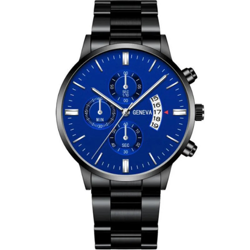 Fashion Men Stainless Steel Watch Luxury Calendar Quartz Wrist Watch Mens Business Watches for Man Clock Montre Homme - Qoraheyhub