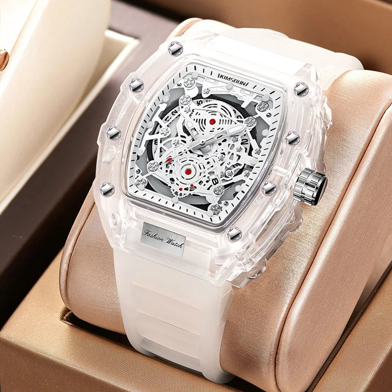 UTHAI BK134 Fashionable Men watch barrel shaped transparent waterproof quartz watch sports clock gift watches for man - Qoraheyhub