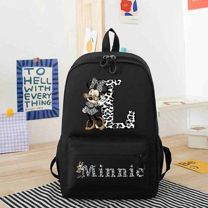 Minnie Mouse Disney Girls Boys Cartoon Backpack Anime Knapsack Breathable Student Schoolbag Wear Resistant Canvas Bag Kids Gifts