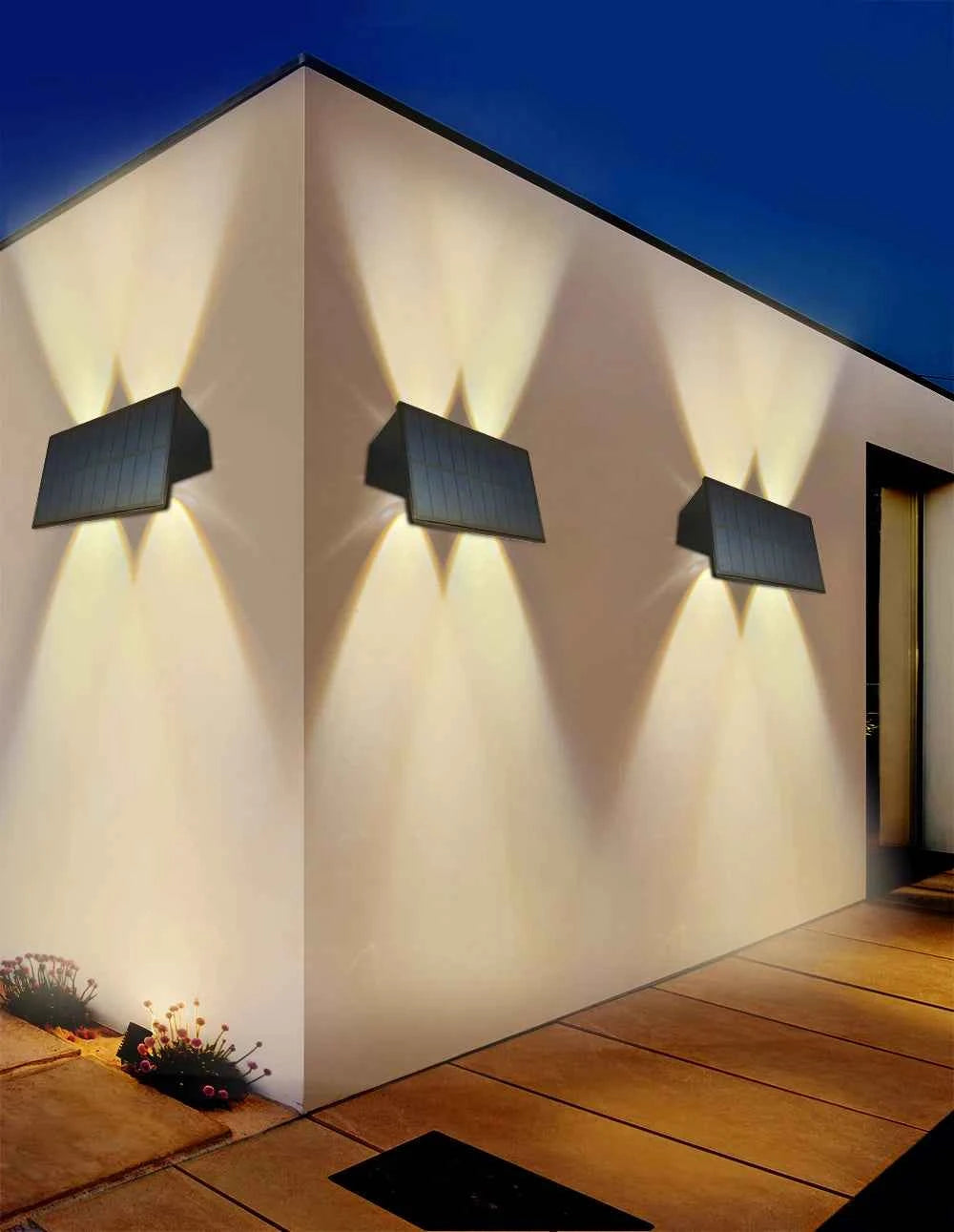 Outdoor Solar Wall Light 4/6LED IP65 Waterproof Fench Lamp Deck Decorative Spotlight Warm Light for Backyard Yard Garage Garden
