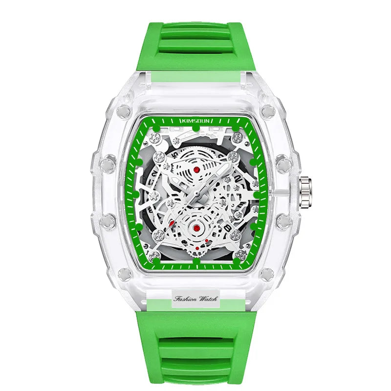 UTHAI BK134 Fashionable Men watch barrel shaped transparent waterproof quartz watch sports clock gift watches for man - Qoraheyhub
