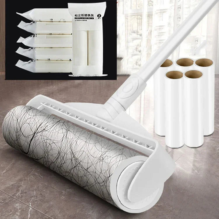 Long Handle Lint Roller Brush Pet Hair Remover Roller Retractable Dust Hair Roller Stick Tearable Clothes Bed Hair Removal Brush - Qoraheyhub