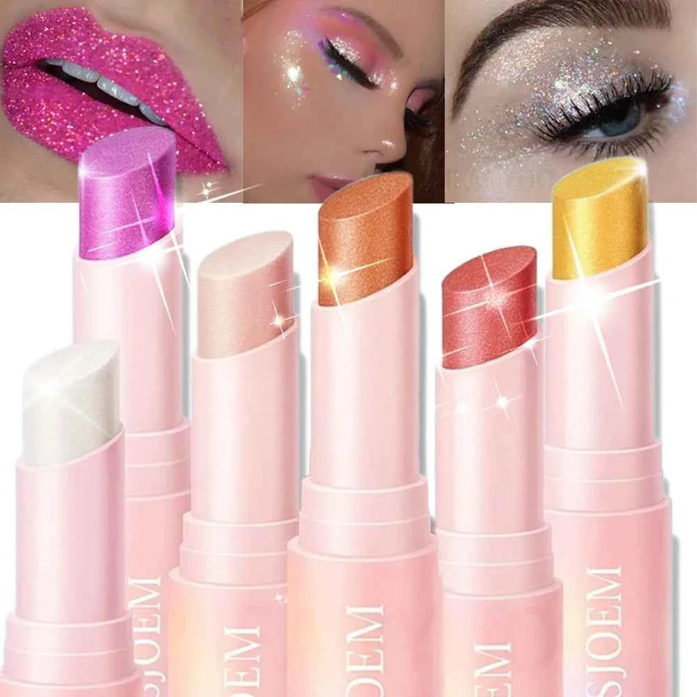 Blendable Lightweight Jelly Shimmer Highliighter Eyeshadow Stick Pearly Ultra-Sparkle Glow Crystal Jelly Glaze Blusher Stick
