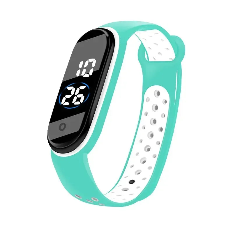 New Fashion Simple Sports Watch for Kids Children Waterproof Led Digital Watch Silicone Strap Teen Double Tone Color WristWatch - Qoraheyhub