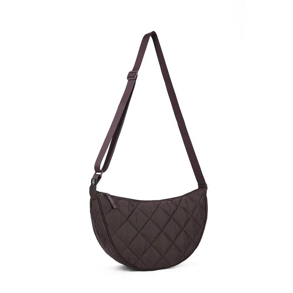 Autumn and Winter Diamond Lattice Single Shoulder Crossbody Bag Fashion Quilted Handbag Portable Nylon Plaid Commuter Travel Bag Qoraheyhub black Dark khaki green black-Dark khaki-green-WHITE-