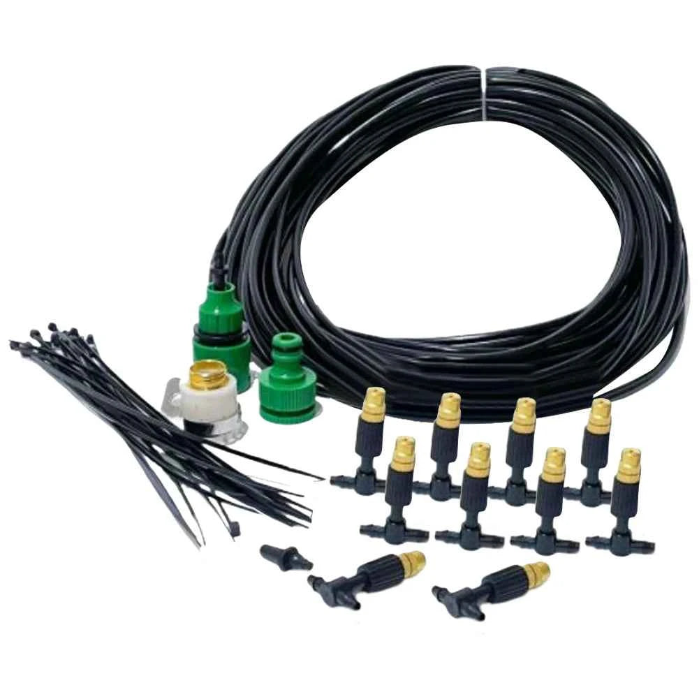 15M Spray Atomizing Sprinkler Brass Atomizer Nozzles Kit Misting Cooling Nozzle System Outdoor Misting Cooling System
