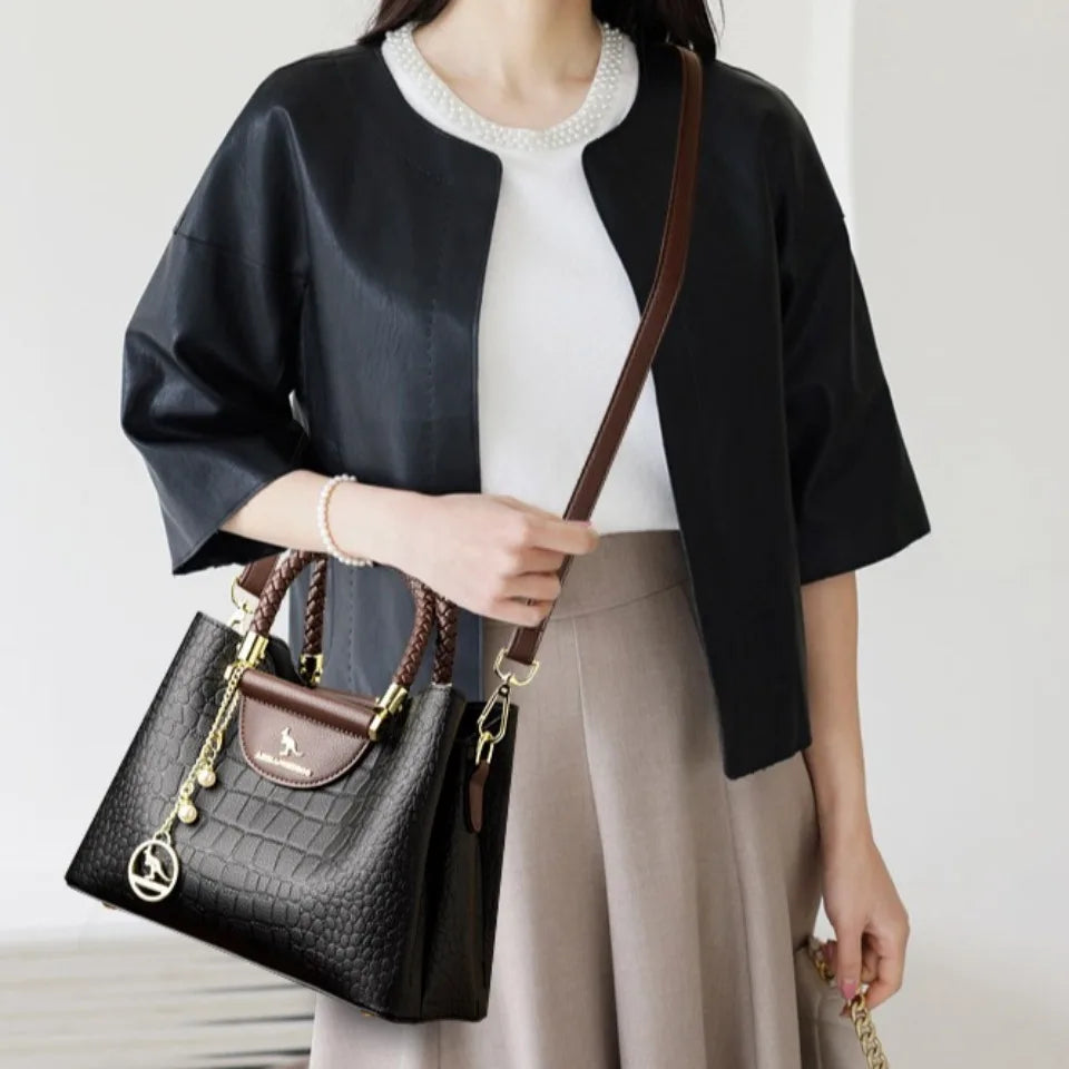 Woven Handle Genuine Brand High Quality Leather Casual Tote Luxury Handbags Women Bags Designer Shoulder Hand Bags for Women Sac