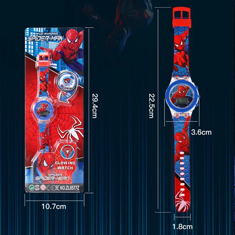 Flash Light Spiderman Kids Watches For Boys Cartoon shark Mickey Children Watch Girls Student Digital Clock Gifts Toy - Qoraheyhub