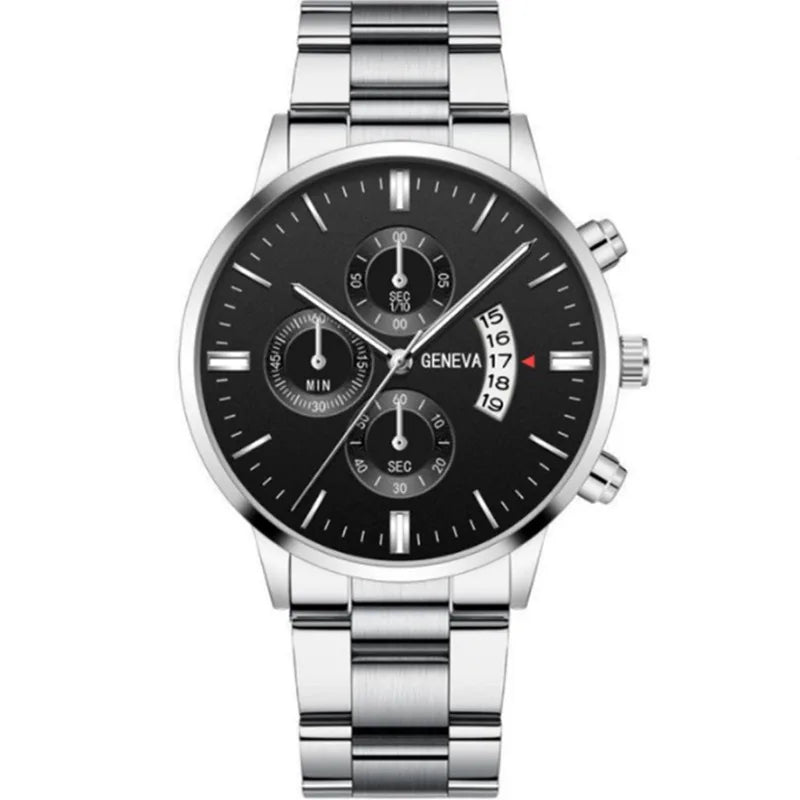 Fashion Men Stainless Steel Watch Luxury Calendar Quartz Wrist Watch Mens Business Watches for Man Clock Montre Homme - Qoraheyhub