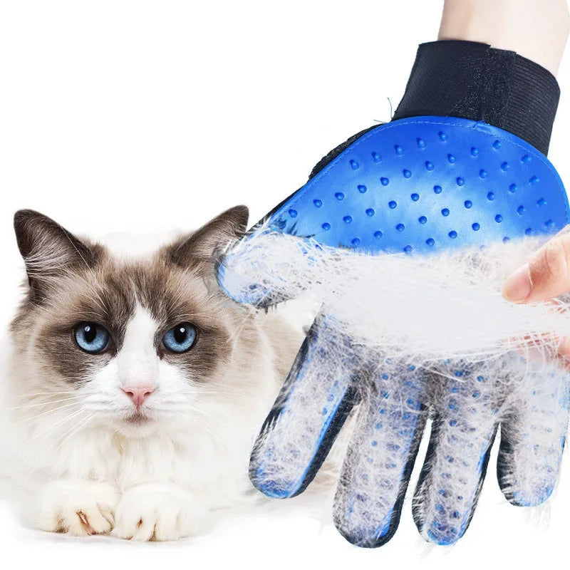 Pet Hair Remover Gloves Cat Dog Massage Bathing Cleaning Grooming Supplies Silicone Hair Sticking Removal Brush - Qoraheyhub
