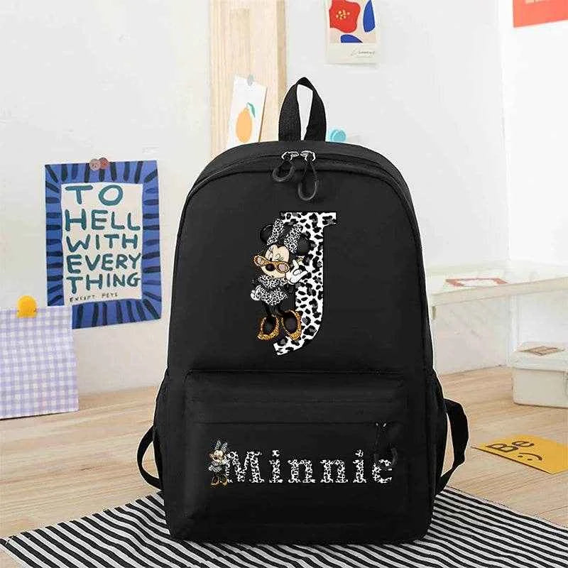 Minnie Mouse Disney Girls Boys Cartoon Backpack Anime Knapsack Breathable Student Schoolbag Wear Resistant Canvas Bag Kids Gifts