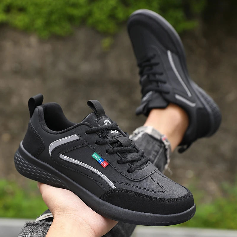 New Lightweight Men Casual pu Leather Sneakers Outdoor Men Walking Shoe 2025 Soft Bottom Non Slip Lace up Durable Shoes for Mens