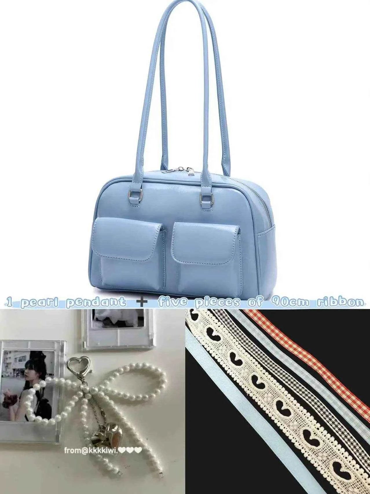 JIAERDI Retro White Bowling Bag Purse Women Hot Girls Leather Pocket Chic Casual Handbag Female Vintage Shoulder Bags Aesthetic