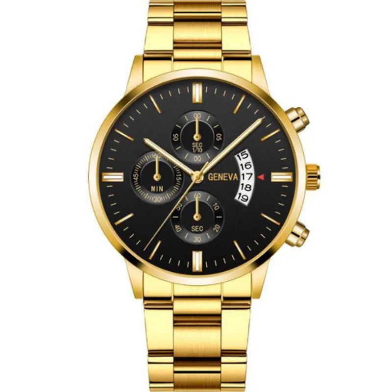 Fashion Men Stainless Steel Watch Luxury Calendar Quartz Wrist Watch Mens Business Watches for Man Clock Montre Homme - Qoraheyhub