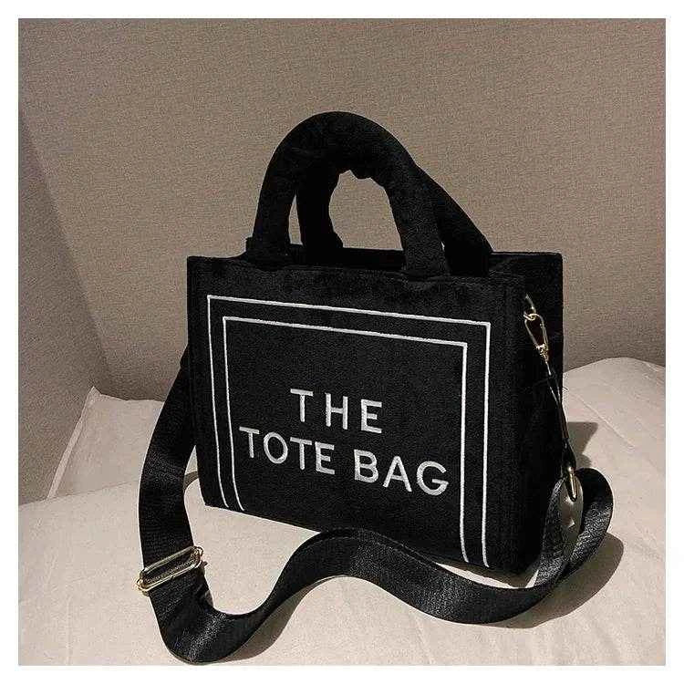2025 Women's Khaki Velour Tote Bag Original Letter Print Medium Ladies Brand Shopper Handbag Female Square Medium Shoulder Bags