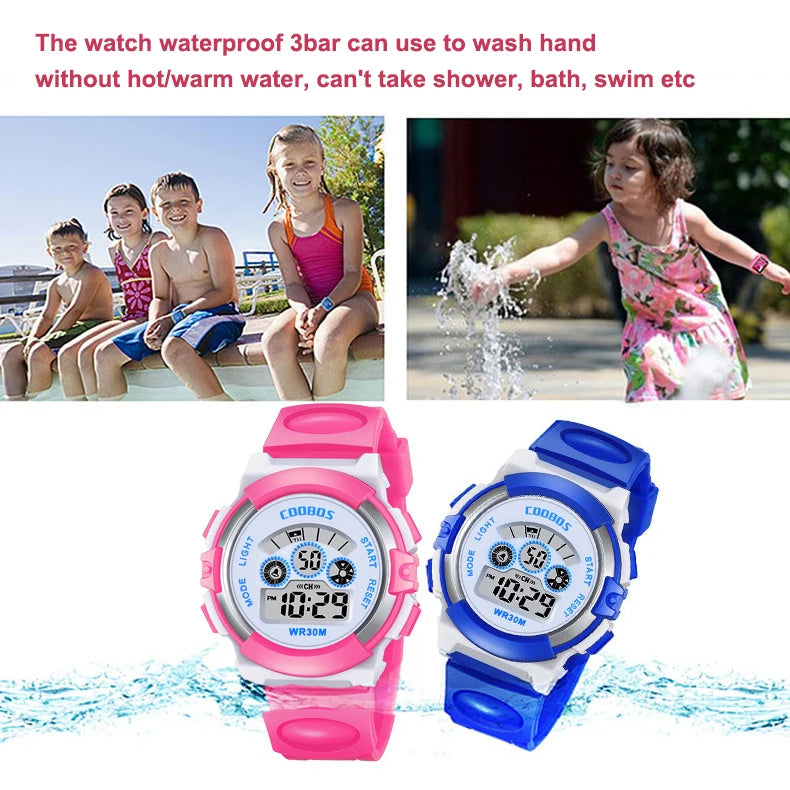 Military Sports Children Watch Colorful Back-light LED Digital Watch Luminous Waterproof Electronic Watch for kids Boys girls - Qoraheyhub