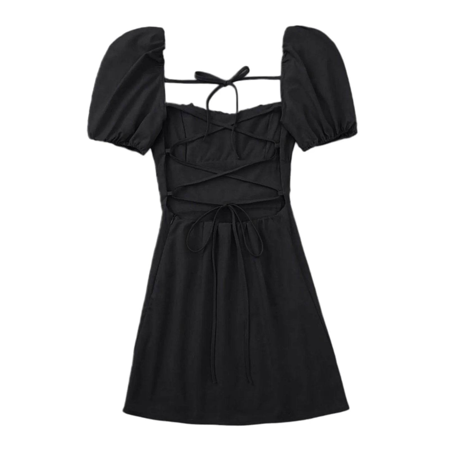 Women Fitted Dresses Square Neck Bubble Sleeve Shrink Pleated Chest Long Sleeve Long Dresses For Women Casual Vestidos Midi - Jewelrieshub - White / XL / CN - jewelrieshub.com - Jewelrieshub - White / XL / CN