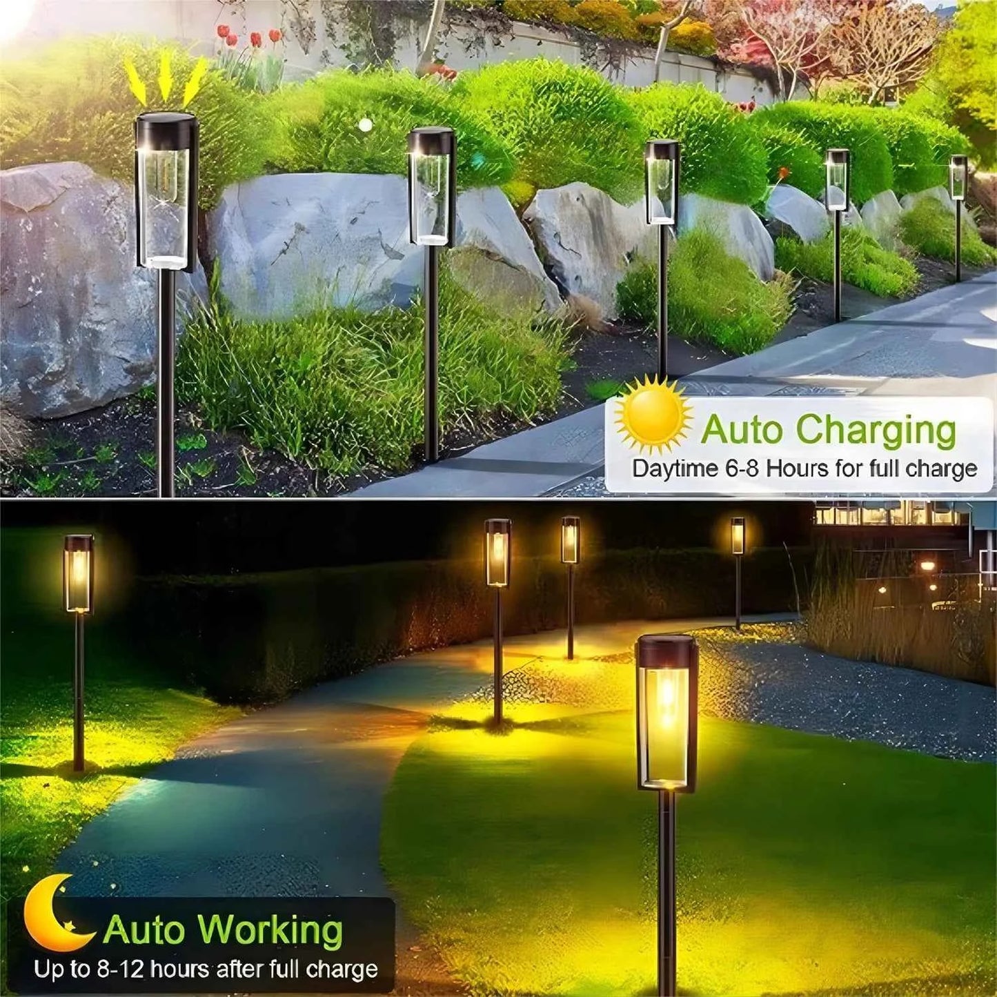 LED Solar Pathway Lights Outdoor Tungsten Filament Bulb Glass Solar Garden Lights Landscape Lighting for Yard Lawn Walkway Drive