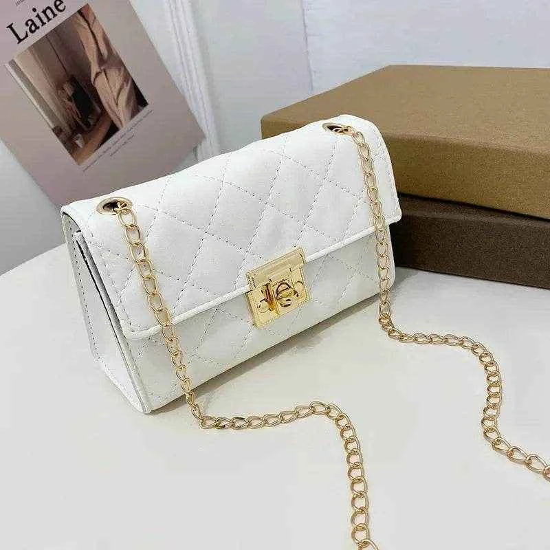 Women's Bag Korean Classic Checkered Diamond Embroidered Lock Chain Single Shoulder Small Square Bag Crossbody Mobile Phone Bag
