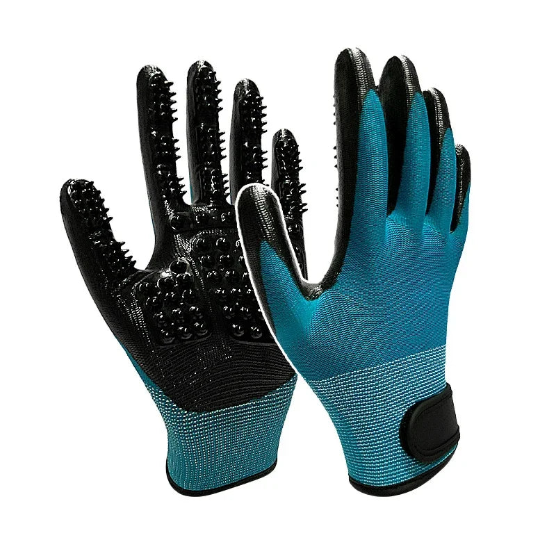 One Pair Hair Grooming Glove For Pet Dog Cat Bathing Silicone Massage Brush Dipping Gumming Rubber Gloves Dog Deshedding Comb - Qoraheyhub