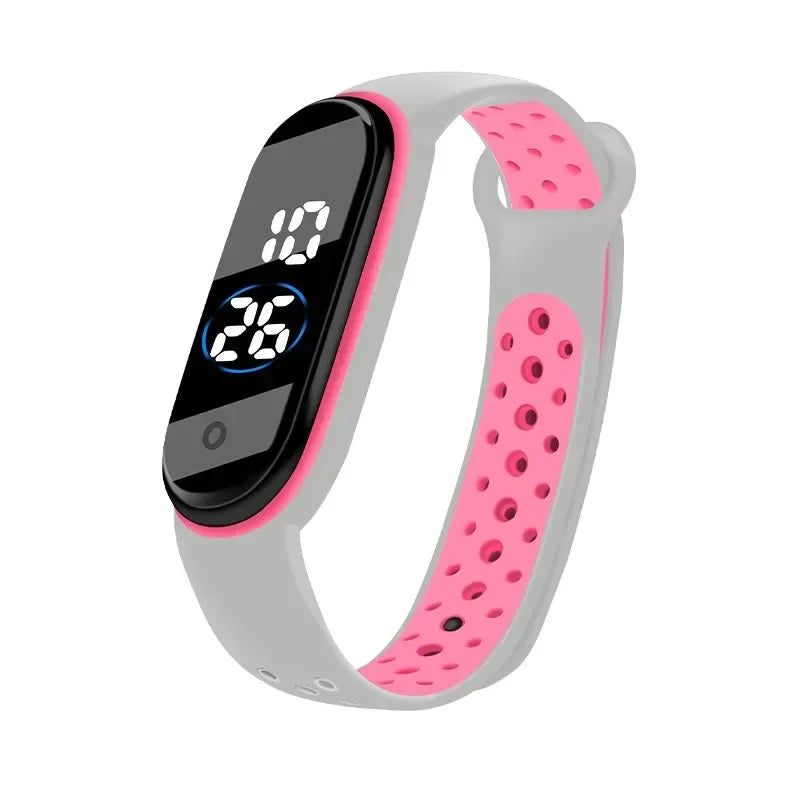 New Fashion Simple Sports Watch for Kids Children Waterproof Led Digital Watch Silicone Strap Teen Double Tone Color WristWatch - Qoraheyhub