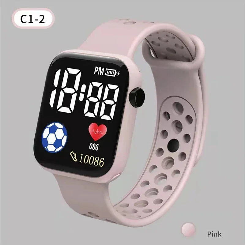 2024 LED Digital Watch For Kids Boys Girls Football Sports Watches Silicone Digital Watch Casual Childrens Electronic Wristwatch - Qoraheyhub