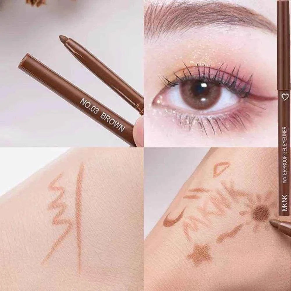 1/6Pcs 2 In 1 Eyeliner Lip Liner Gel Pencil Waterproof Long-lasting White Black Brown Easy Wear Eyeliner Makeup Eye Cosmetic
