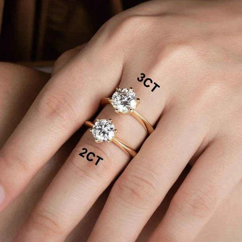 Yellow Gold Ring 3ct D Color Moissanite Engagement Rings For Women GRA Cer Customs Jewelry Wholesale