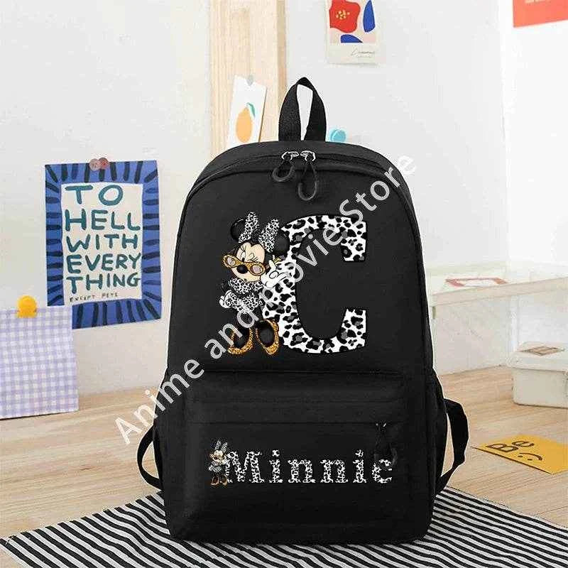 Minnie Mouse Disney Girls Boys Cartoon Backpack Anime Knapsack Breathable Student Schoolbag Wear Resistant Canvas Bag Kids Gifts