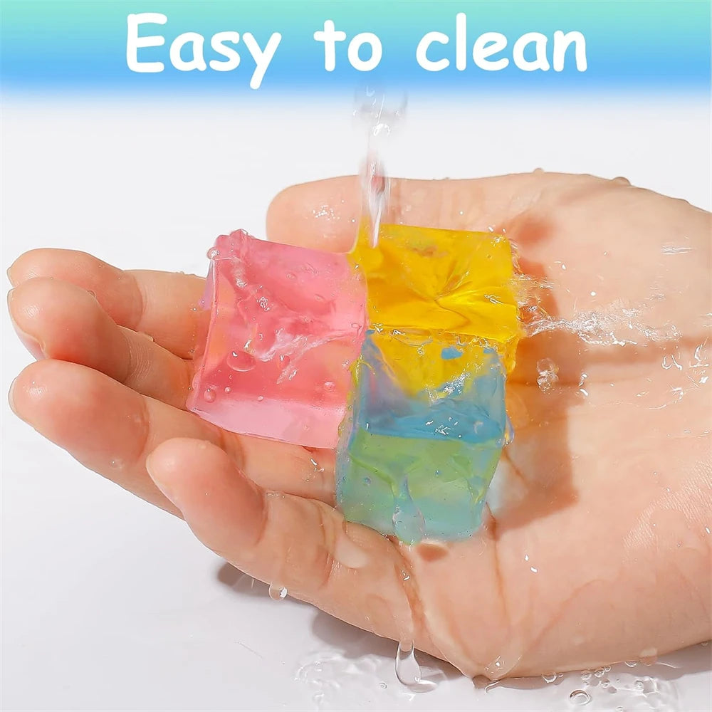 1/3/5/10 PCS Fidget Toy Mini Squishy Toys Ice Block Stress Ball Toy Kawaii Transparent Cube Square Stress Relief Squeeze Toy - Qoraheyhub