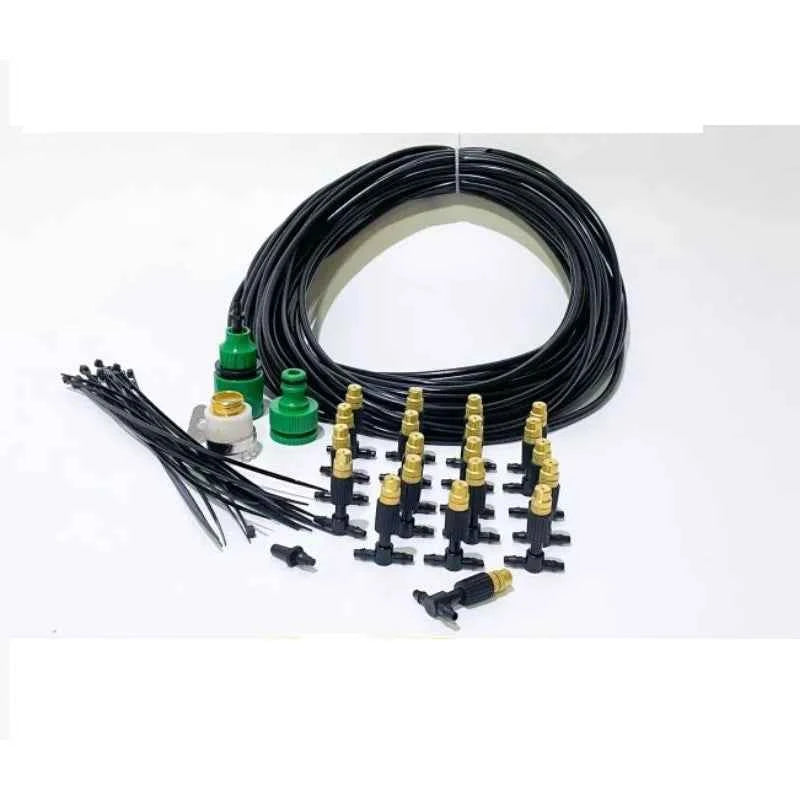 15M Spray Atomizing Sprinkler Brass Atomizer Nozzles Kit Misting Cooling Nozzle System Outdoor Misting Cooling System