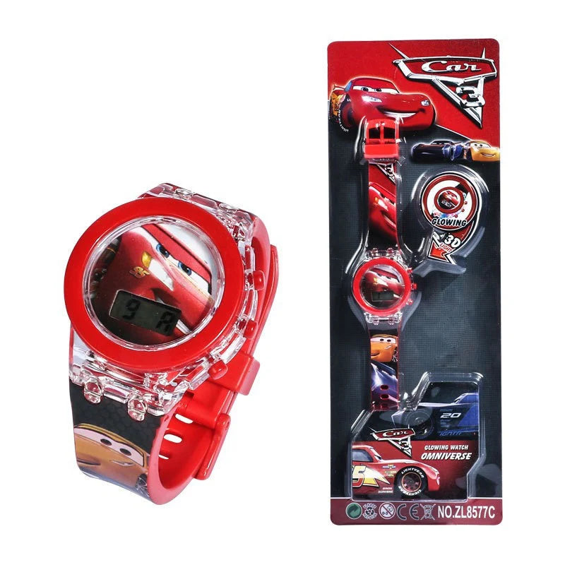 Flash Light Spiderman Kids Watches For Boys Cartoon shark Mickey Children Watch Girls Student Digital Clock Gifts Toy - Qoraheyhub