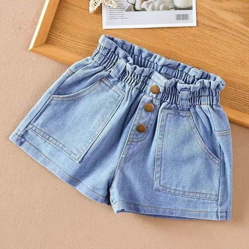 New Summer Kids Short Denim Shorts for Girls Fashion Girl Short Princess Jeans Children Pants Girls Shorts Flower Girls Clothing - Qoraheyhub