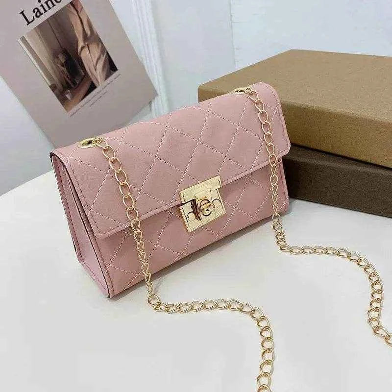 Women's Bag Korean Classic Checkered Diamond Embroidered Lock Chain Single Shoulder Small Square Bag Crossbody Mobile Phone Bag