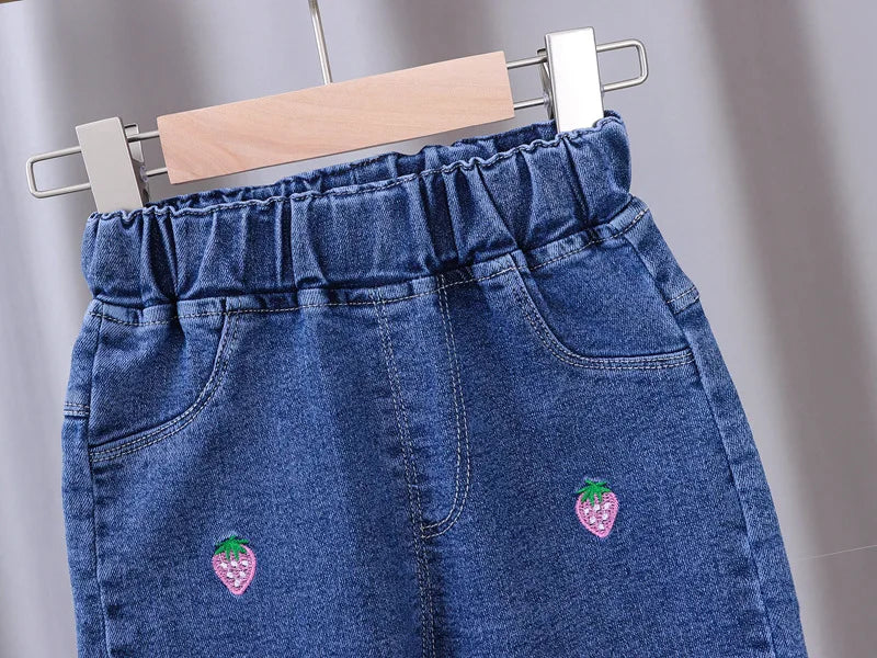 Baby Girls Tight Jeans Spring Autumn Girls suona Denim Trousers Casual Kids Stretch Flared Pants Children Clothes for0-5Years - Qoraheyhub