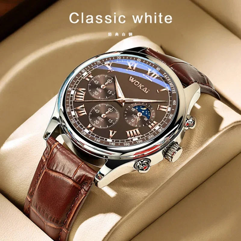 New Business Mens Watches Waterproof Sports Quartz Watch for Men Women Boy Wristwatch Roman Numerals Clock Silver Brown Reloj - Qoraheyhub