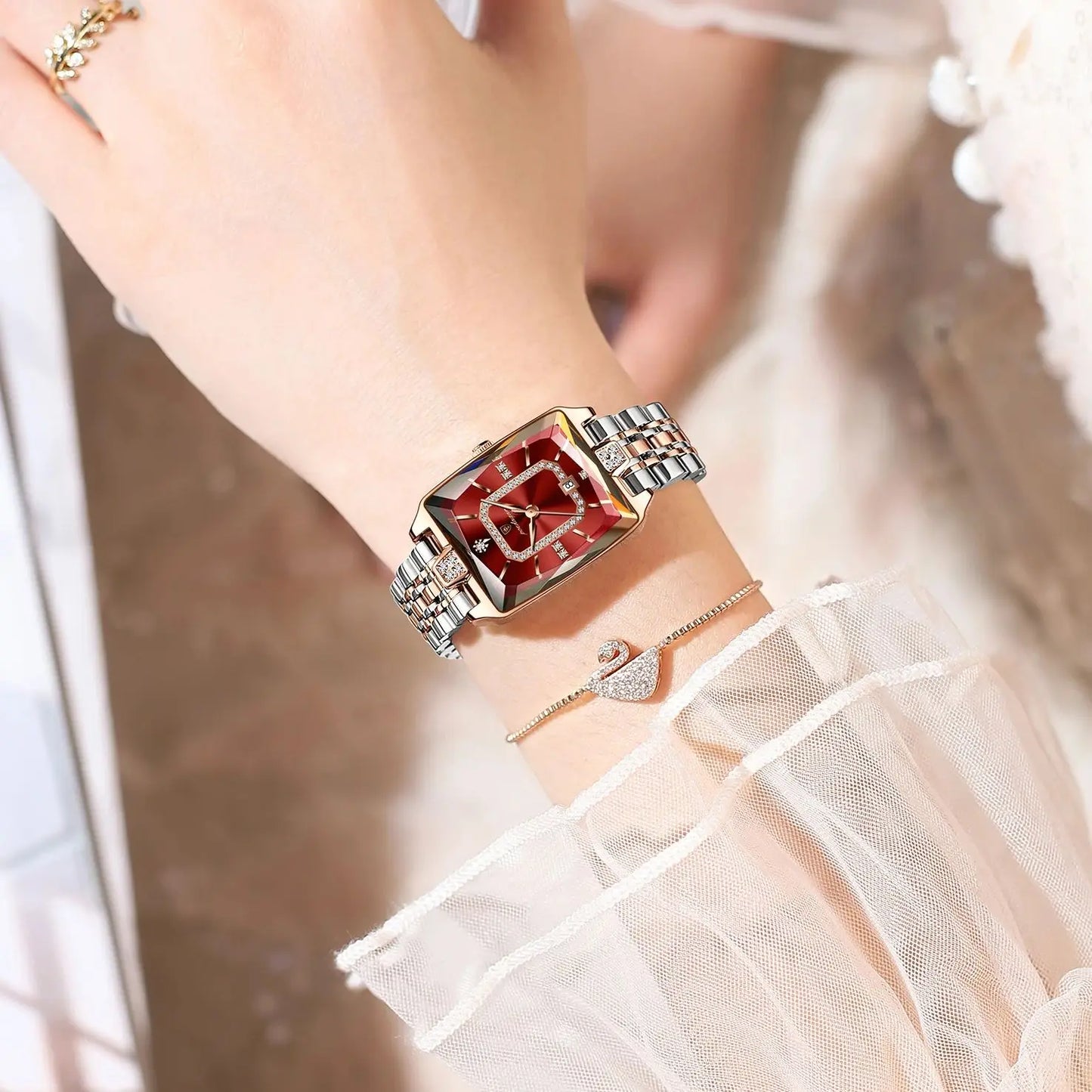 POEDAGAR Luxury Watch For Woman Elegant Waterproof Calendar Ladies Watch Rectangle Stainless Steel Quartz Women's Watches Female - Qoraheyhub